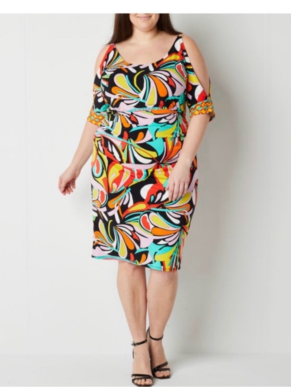 BOLD elements Women’s Multicolor Abstract Scoop Neck Bodycon Dress XL